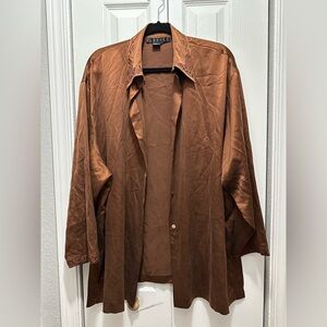 Tesori Luxurious Brown Silk‎ Shirt